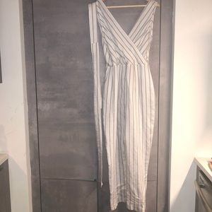 Lightweight cotton grey and white striped jumpsuit